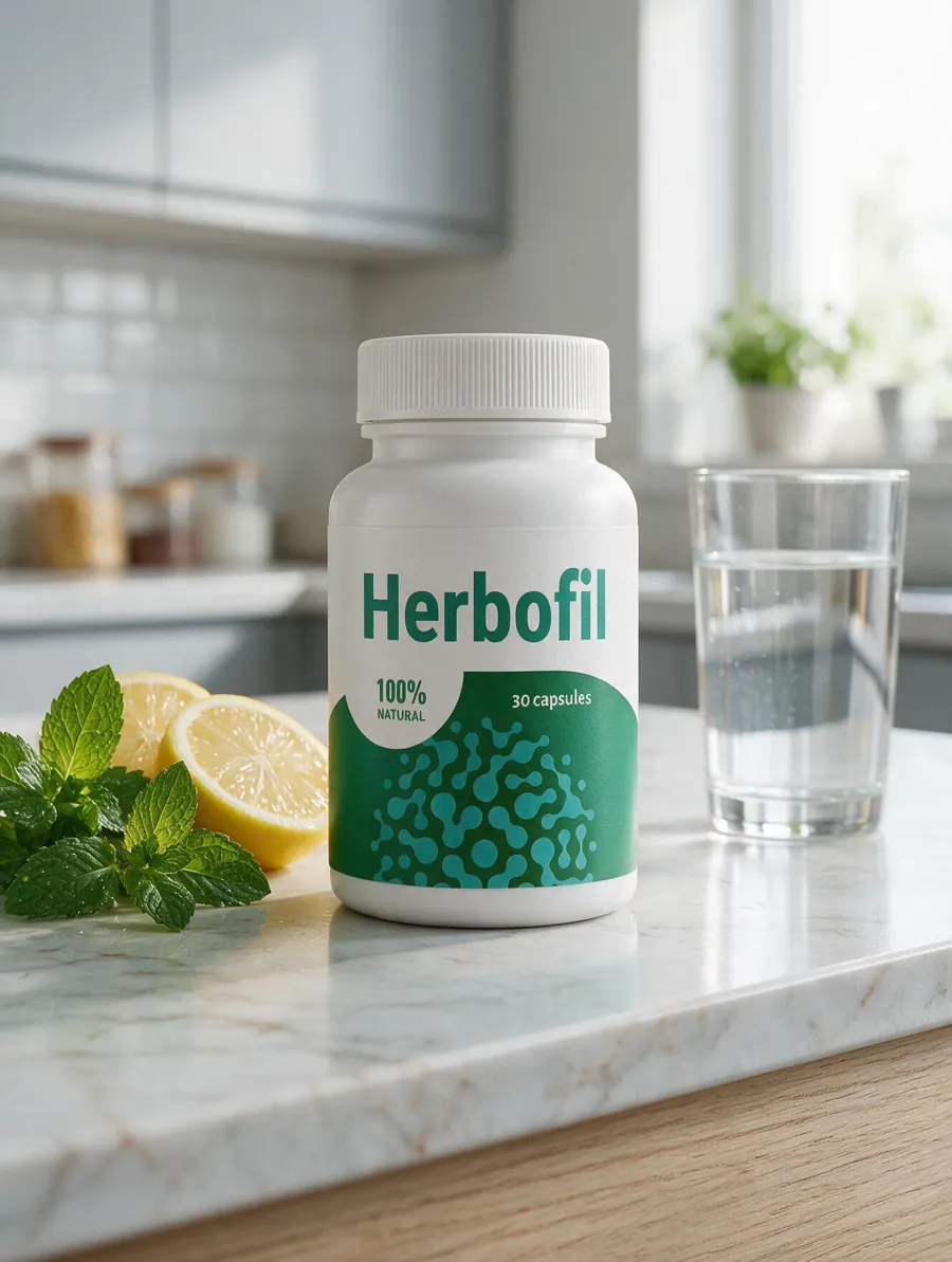 Мъж държи бутилка Herbofil
